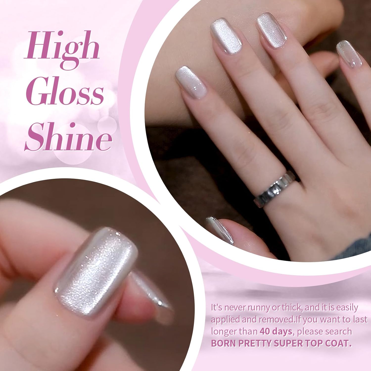 Born Pretty Magnetic Gel Nail Polish Moonlight White Cat Magnetic Eye Gel Polish White Auroras Nail Polish Nail Art Vanish 15ML-Velvo Beauty