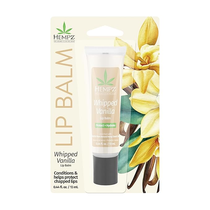 Hempz NEW Vanilla Lip Butter Balm, Soothing and Hydrating Lip Care for Men or Women, .44oz-Velvo Beauty