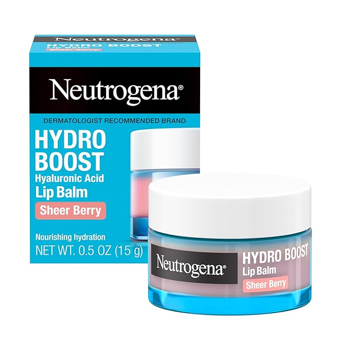 Neutrogena Hydro Boost Hyaluronic Acid Lip Balm, Nourishing Vitamin E Leaves Lips Feeling Hydrated, Sheer Pink Tinted Color with a Sweet Berry Flavor, Sheer Berry, 0.5 oz-Velvo Beauty