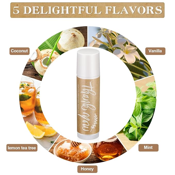 50 Set Thank You Lip Balm Bulk Small Natural Moisturizing Mini Lip Balm with Bag and Card for Baby Wedding Bridal Shower Thank You Favors-Velvo Beauty