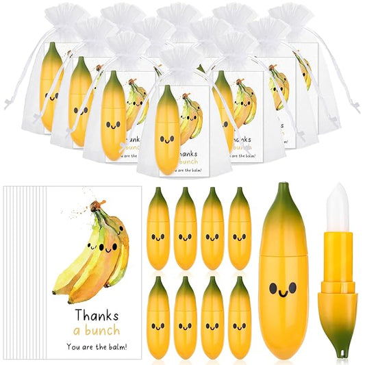 50 Pcs Employee Appreciation Gifts Bulk Banana Lip Balms Staff Appreciation Gift Bulk Lip Balm Gift Set Thank You Gift Lip Care Cream for Coworker Teacher Nurse Women Friend Baby Shower Favors-Velvo Beauty
