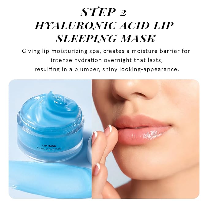 ANAI RUI Lip Therapy Set, Lip Scrub & Lip Mask, Overnight Moisturizing Lip Care Kit, Suagr Lip Exfoliator and Lip Sleeping Mask for A Soft Lips, Lip Gift Set for Dry, Chapped, Dark Lips, Blueberry-Velvo Beauty