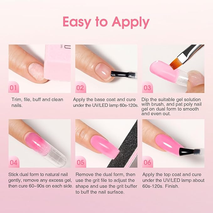 ROSALIND 14 Colors Poly Nail Gel Kit with Mini Nail Lamp Pink Brown Poly Nails Gel Kit Starter Kit With Slip Solution Kit Pink Extensions Gelfor Nail Manicure Beginner-Velvo Beauty