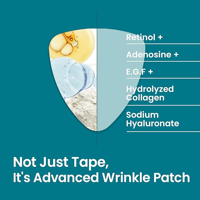 Advanced Wrinkle Patches 60ct Smile Line, Frown Line Wrinkle Patches for Facial Korean Skin Care Face Wrinkle Tape Invisible Overnight with Retinol & Collagen (Small (Face))-Velvo Beauty