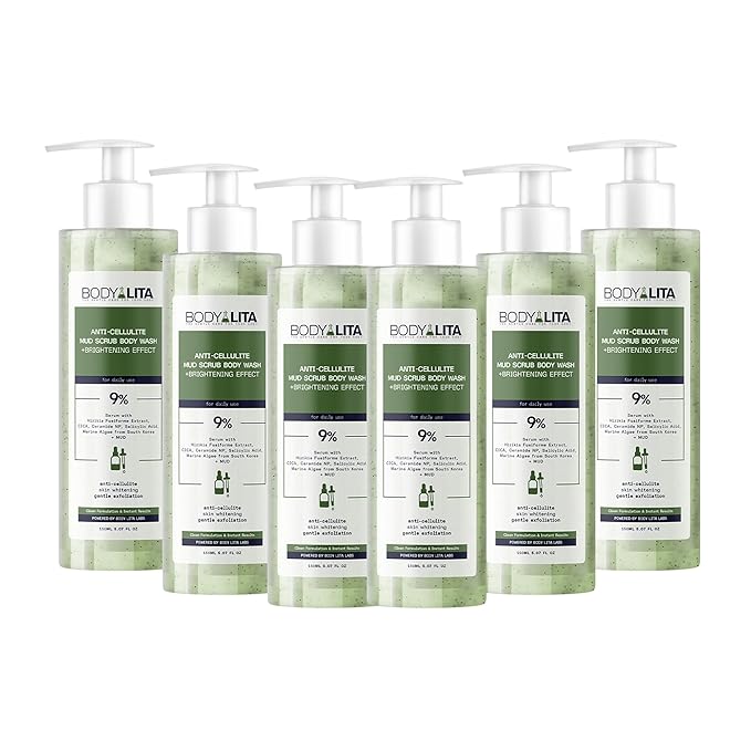 Anti Cellulite Mud Scrub Body Wash, Reduces Cellulite, Gentle Exfoliating, Improves Skin Texture, Provides a Smoother Look, 5.07 Fl Oz (6)-Velvo Beauty