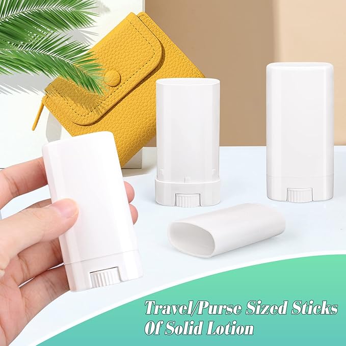15ml Travel Deodorant Containers,Top-Fill,Empty Plastic Oval Lip Balm Tubes for Chapstick,Lip Balm,Lotion Bar Sticks,Salve,Homemade Solid Lotion,Sample Size Deodorant-30 Pack,White-Velvo Beauty
