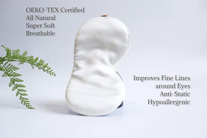 Premium Handcrafted 25 Momme Mulberry Silk Eye Mask for Sleeping (Natural White)-Velvo Beauty