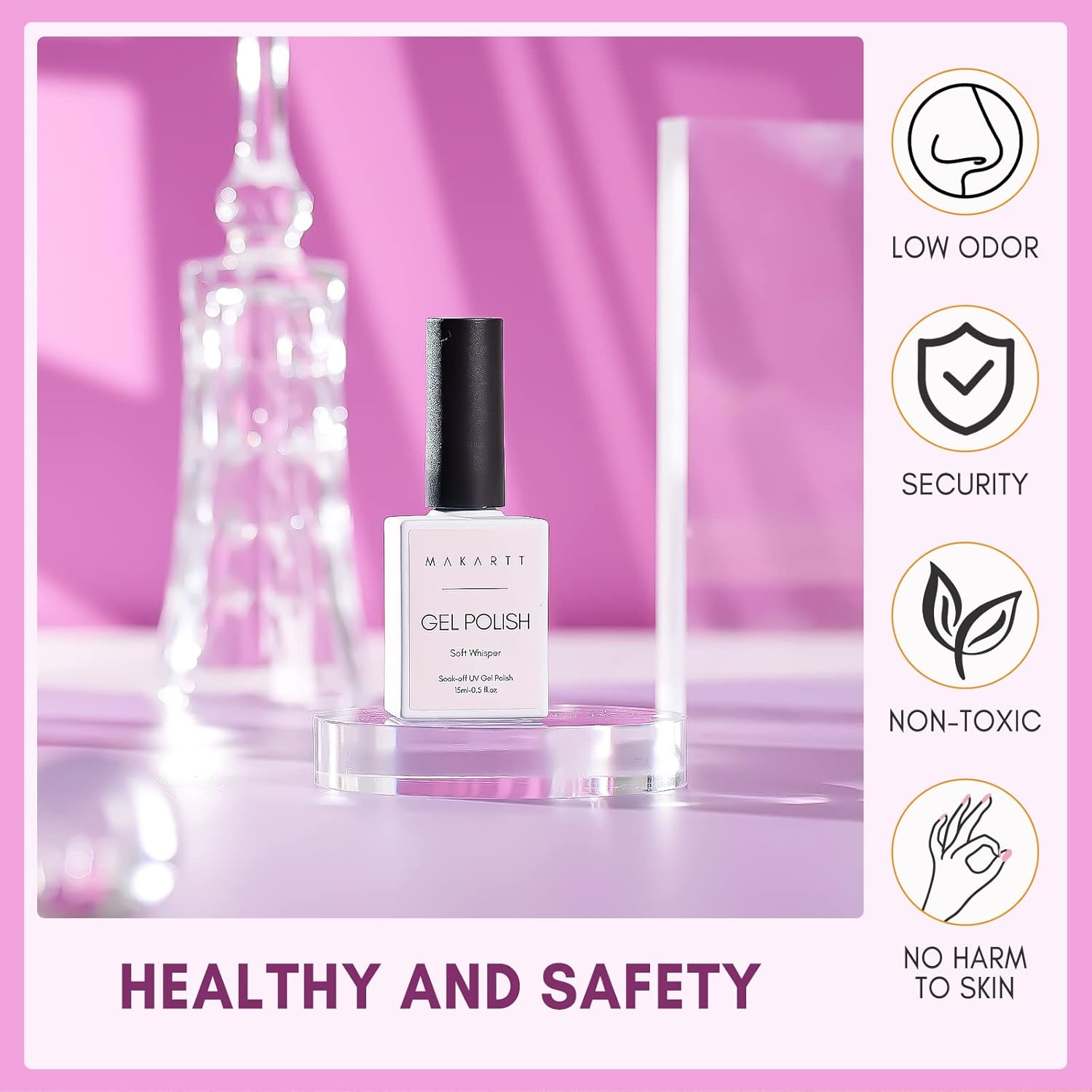 Makartt Gel Nail Polish: Jelly Pink Gel Polish Glitter Natural Nude Soak Off UV/LED Gels for DIY Manicure & Nail Art Designs, Home & Salon Use - Soft Whisper 15ml-Velvo Beauty