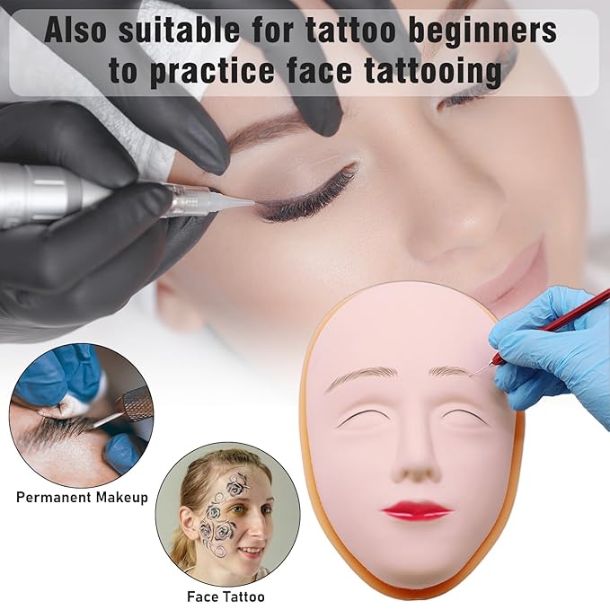 Silicone Makeup Practice Face, 8 Makeup Mannequin Face, 1 Makeup Practice Face Board for Beginner to Training or Practice Make up, Face Paint, Permanent Makeup, Tattoo, Art Creation (Set2)-Velvo Beauty