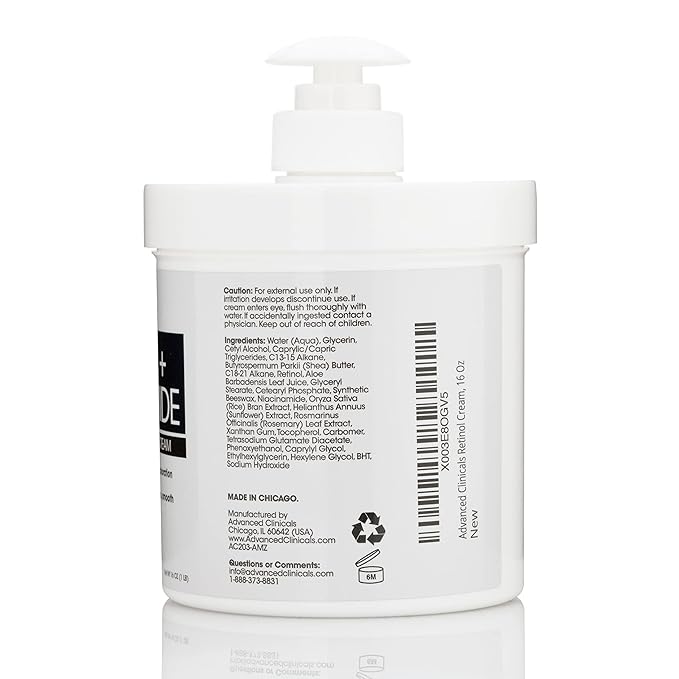 Advanced Clinicals Retinol Body & Face Lotion W/Niacinamide, Dry Skin Face Moisturizer & Crepey Skin Care Treatment, Anti Aging Retinol Cream Reduces Look Of Wrinkles, Sagging Skin, & Age Spots, 2PC-Velvo Beauty