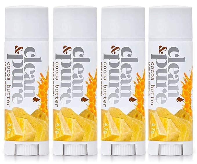 Lip Balm 4-Pack (Cocoa Butter) | Lip Care Set With 100% All Natural Beeswax | Vitamin E Oil | Flavored Lip Balm for Dry, Chapped Lips | Made in Australia…-Velvo Beauty