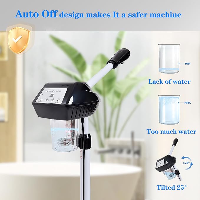 Professional Facial Steamer on Wheels, Facial Steamer for Facial Deep Cleaning, Facial Humidifier for Spa, Adjustable Height for Spa, Salon and at Home Use-Velvo Beauty