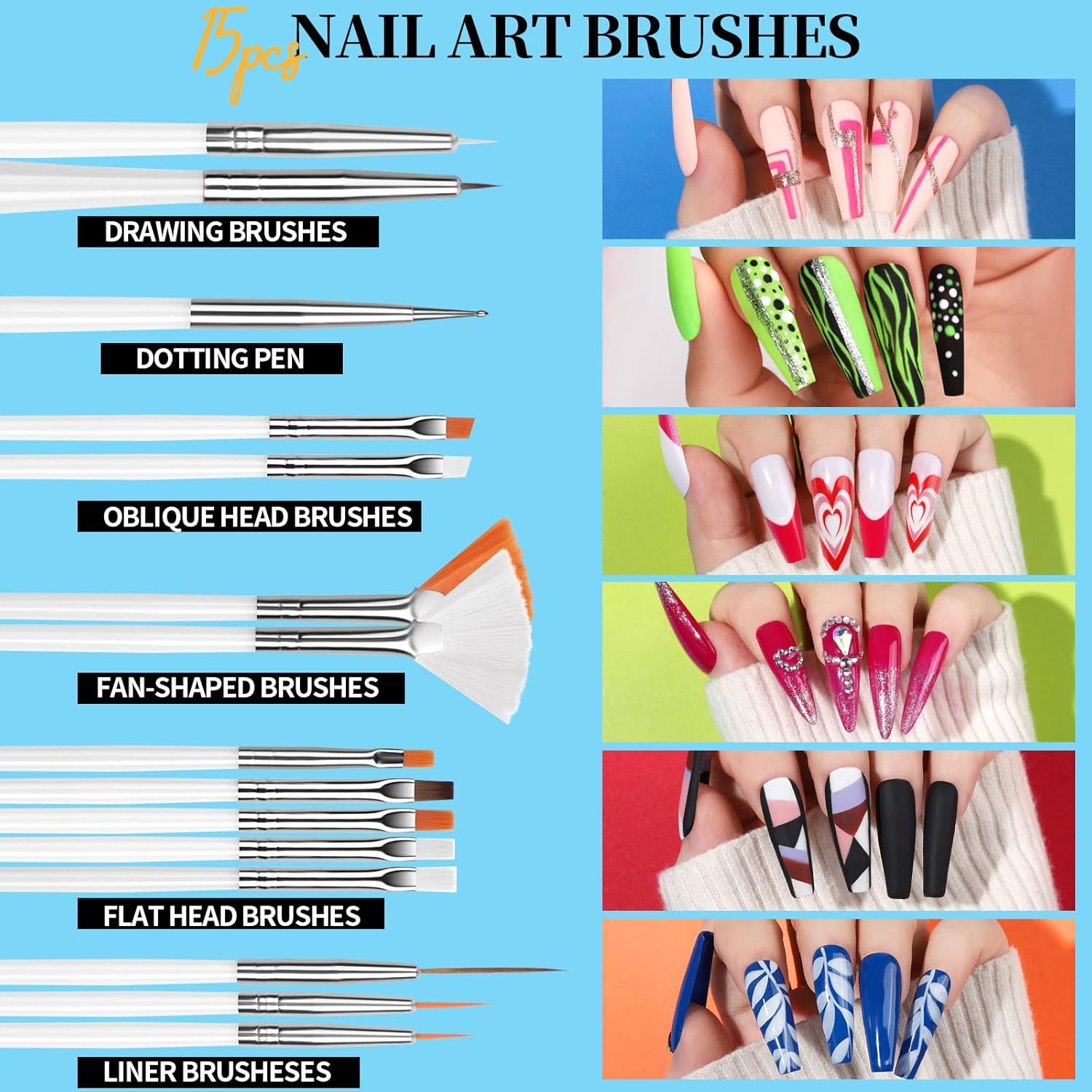 Teenitor Nail Art Tools, Nail Art Brushes Set, Dotting Tools，Nail Stickers, Nail Rhinestones For Nail Art-Velvo Beauty