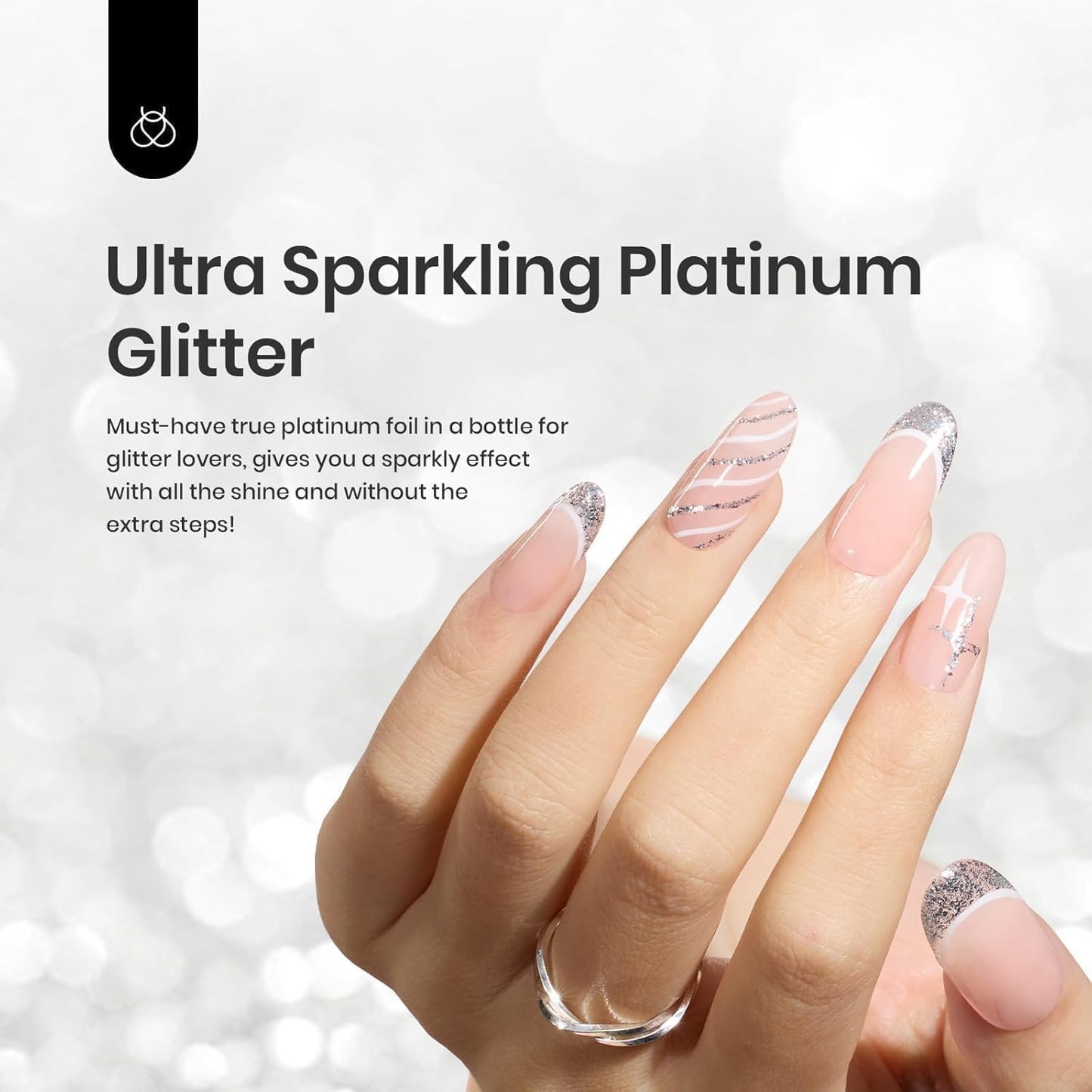 beetles Gel Polish Silver Glitter Gel Polish 1pcs 7ml Reflective Silver Glitter Liner Gel Polish for Gel Art Paint Sparkly Shiny Gel Nail Polish Liner for Women-Velvo Beauty