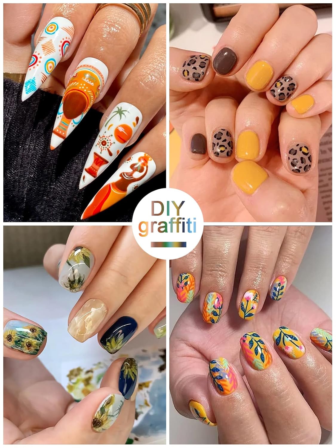 12 Color 3D Nail Art Pens Set, Kalolary Nail Point Graffiti Dotting Pen Drawing Painting Liner Brush for DIY Nail Art Beauty Adorn Manicure Tools(B)-Velvo Beauty