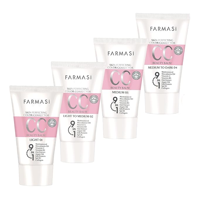 FARMASi CC Color Control Cream, Natural and Flawless Finish, Enriched Formula with Multimineral & Spf 25+, All-Day Hold, All Skin Types, 1.7 fl. oz, Light-Velvo Beauty