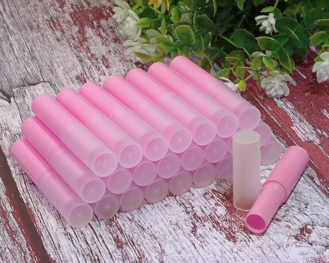 0.14oz Empty Flavored Lip Balm Container Tubes Plastic Homemade Moisturizing Lip Stick with Caps Bulk Fit for Women Adult DIY Making Supplies, 25 Count (Rose Pink)-Velvo Beauty