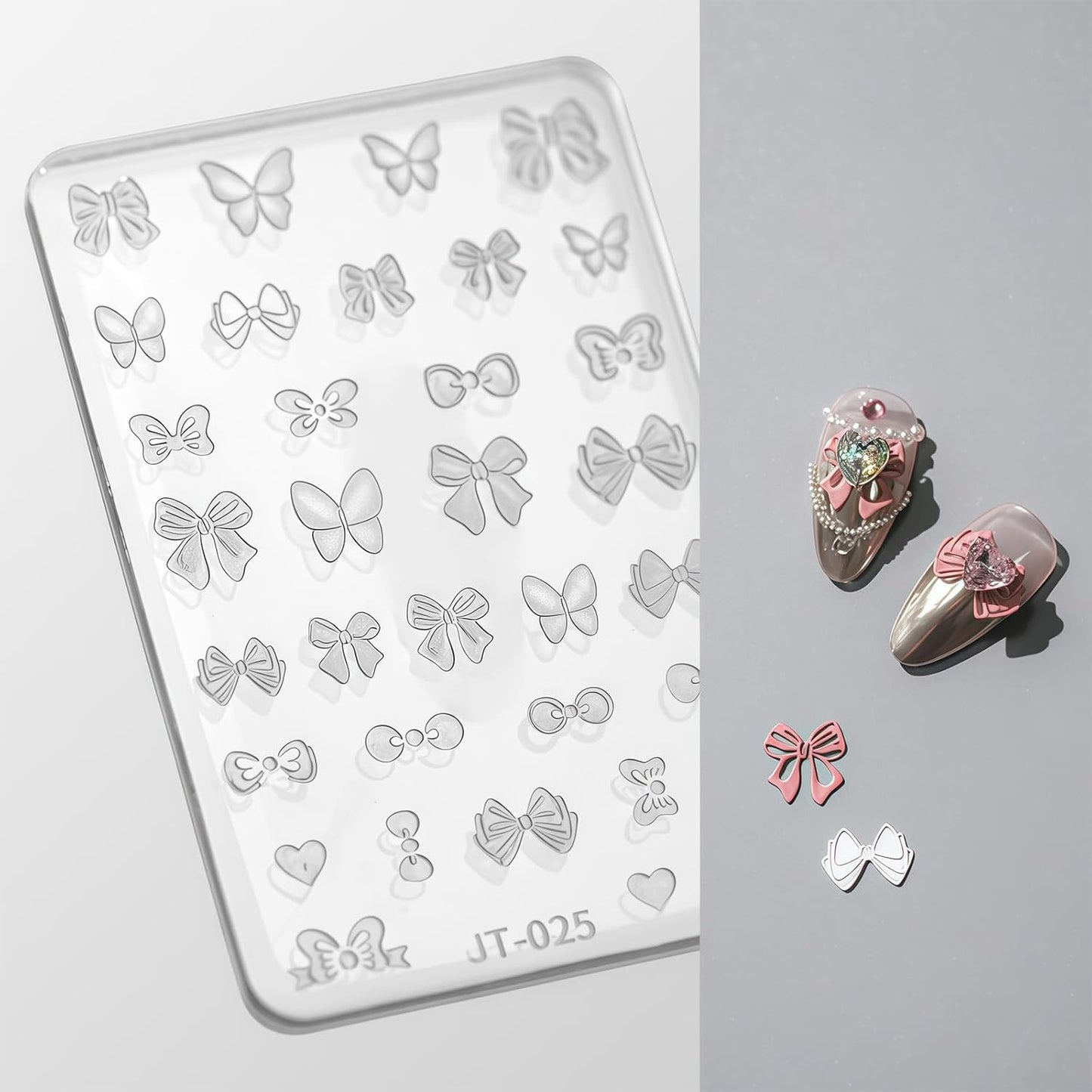 Nail Art Silicone Template, Bow Tie 3D Nail Decoration Mould for Precise Embossed Butterfly Patterns, Silicone Material, Boho Style, Indoor Use, 1 Count-Velvo Beauty