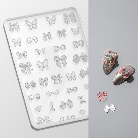 Nail Art Silicone Template, Bow Tie 3D Nail Decoration Mould for Precise Embossed Butterfly Patterns, Silicone Material, Boho Style, Indoor Use, 1 Count-Velvo Beauty