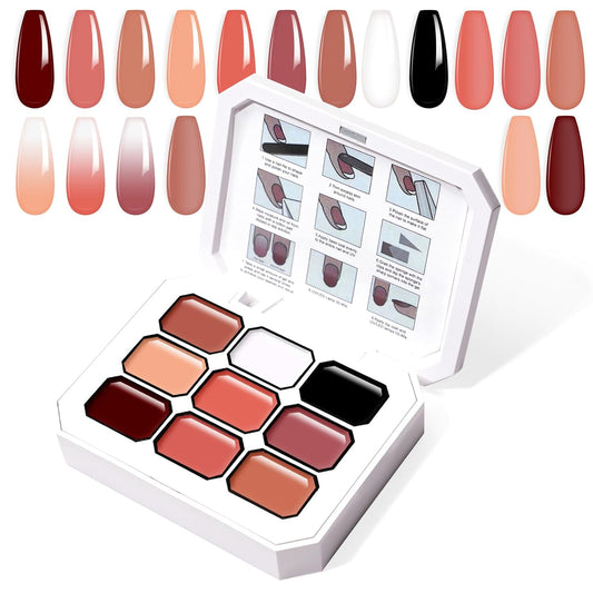 Gradient Painting Gel, 9 Colors Ombre Gel Nail Polish Nude Pink for Pigment Pat Nails Aura Nails French Manicure Long Lasting Home Salon DIY Nail Art Terracotta Blush-Velvo Beauty