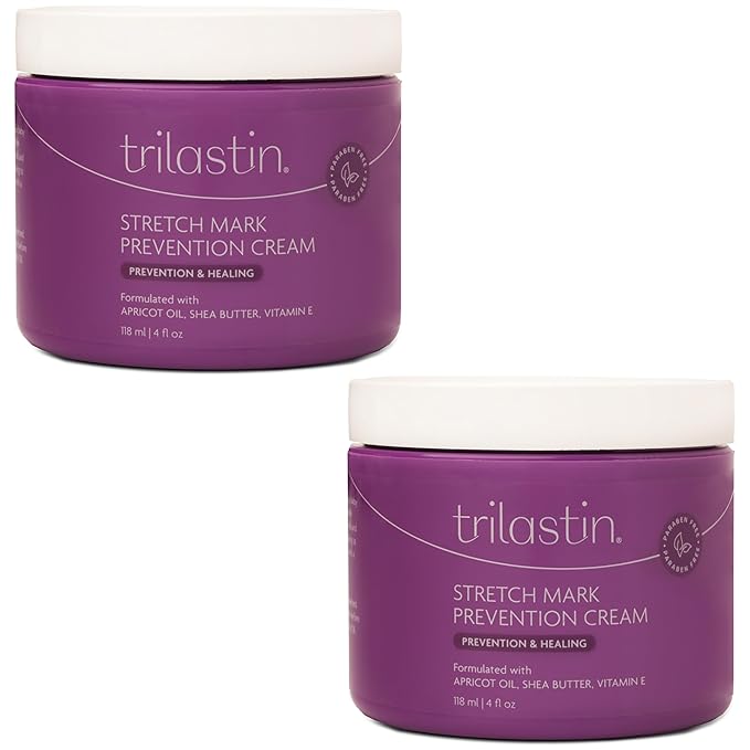TriLASTIN Maternity Stretch Mark Prevention Cream (4Oz) - Hypoallergenic & Paraben-Free for Pregnancy & Postpartum - Maternity Belly Cream (2 Pack)-Velvo Beauty
