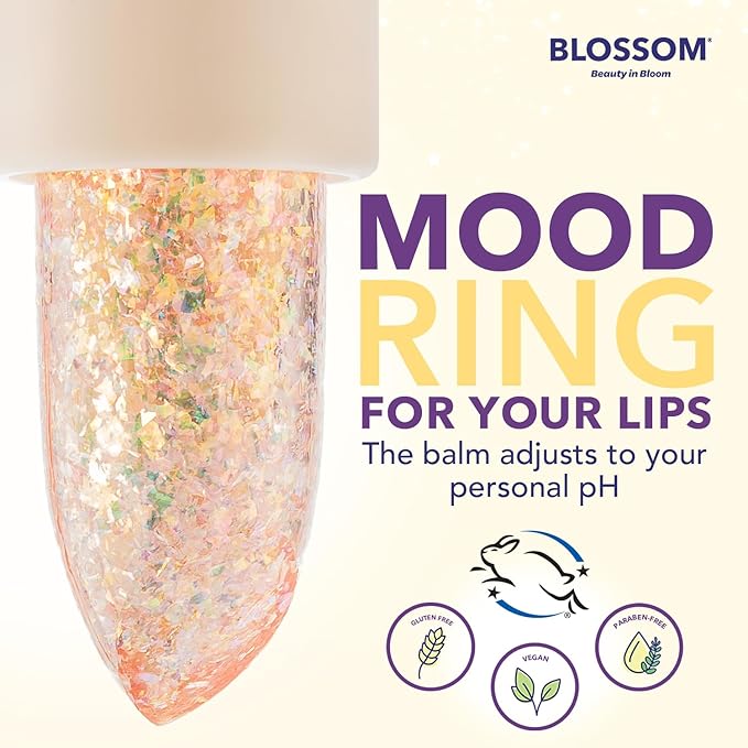 Blossom pH Adjusting Shimmering Lip Balm Moisturizing Glitter Sparkle Lip Balm, 0.12oz./3.5g, Coral-Velvo Beauty