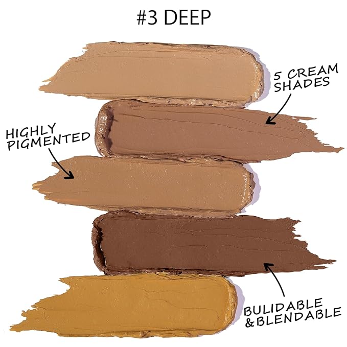 5 In 1 Multi-Use Correcting Concealer Palette,Waterproof Long Lasting Contour Palette,Professional Creamy Concealer Kit for Women,Easy to Create Full Coverage and Natural Finish.#3-Velvo Beauty