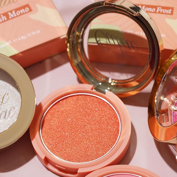 Oulac Luminisers Powdery Blusher for Cheeks Face Glow,Brighten Skin As Highlighter Makeup, Shimmer Blusher,Buildable and Vegan Cosmetics,4.8g F09 Summer Flame-Velvo Beauty