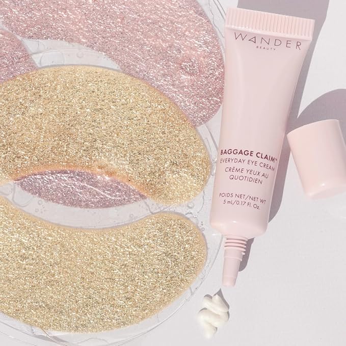 Wander Beauty Bright Eyes Baggage Claim Set - Skin Care Gift Set Includes Award-Winning Under Eye Masks & Eye Cream - The Perfect Gift for Brighter Under Eyes - Clean Beauty Gifts for Women - 0.33 oz-Velvo Beauty