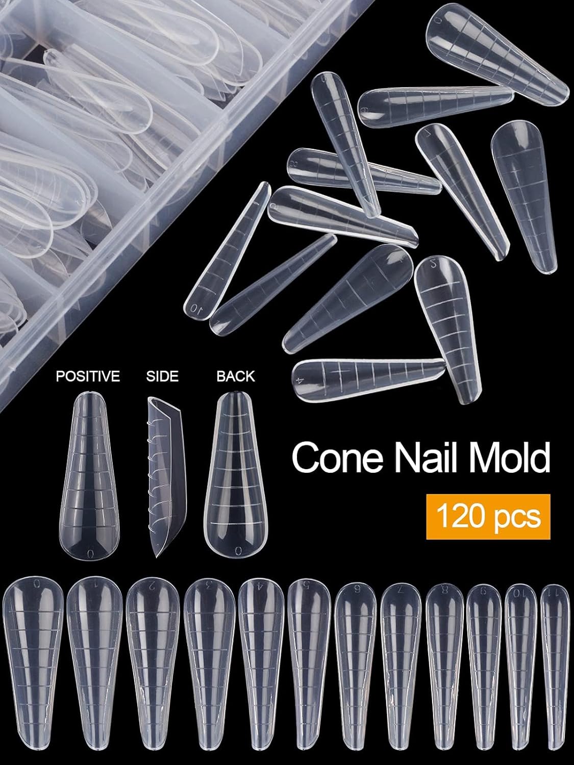 EBANKU 120Pcs Dual Nail Forms for Poly Gel - Extension Stiletto Almond System Mold, False Tips for Builder Gel Art Design Salon & DIY - 12 Sizes-Velvo Beauty