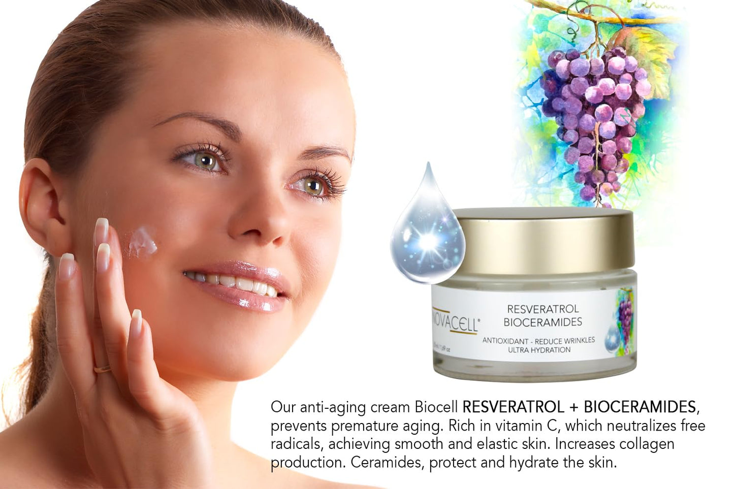 Resveratrol Face Moisturizer Cream with Ceramides - Nourishing, Keeps Moisture & Helps Elasticity, Firmness. Fills Expression Lines & Wrinkles - 50 ml-Velvo Beauty
