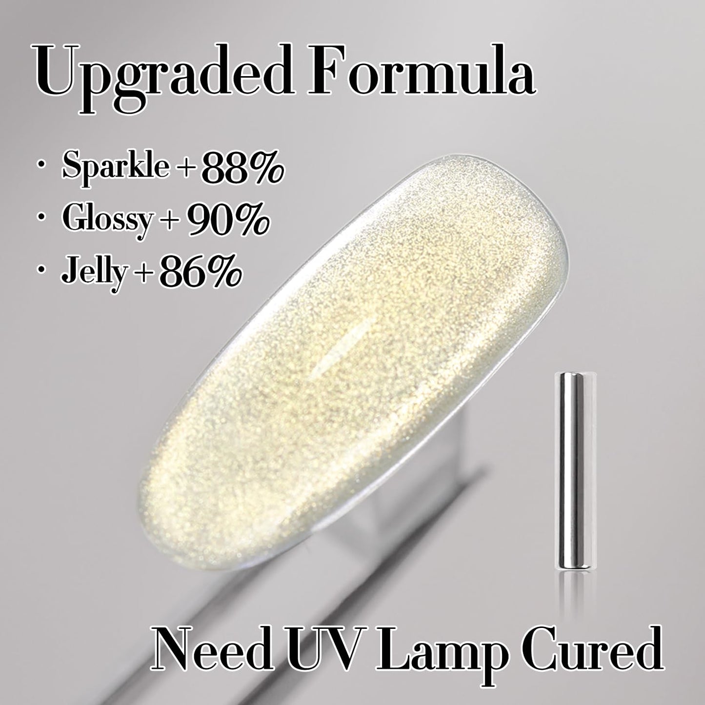 Double Rhythm Cat Eye Gel Polish with Magnet 15ML Ice Glass Holographic Glitter Shimmer Translucent Sheer Color Salon Soak Off Magnetic at Home (Gold-MC1140)-Velvo Beauty