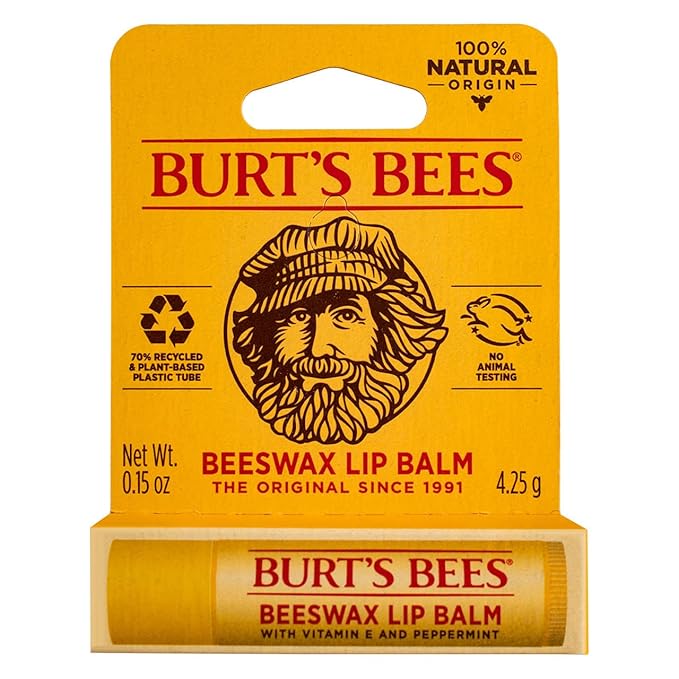 Burt's Bees Beeswax Lip Balm with Vitamin E & Peppermint 0.15 oz (Pack of 5)-Velvo Beauty