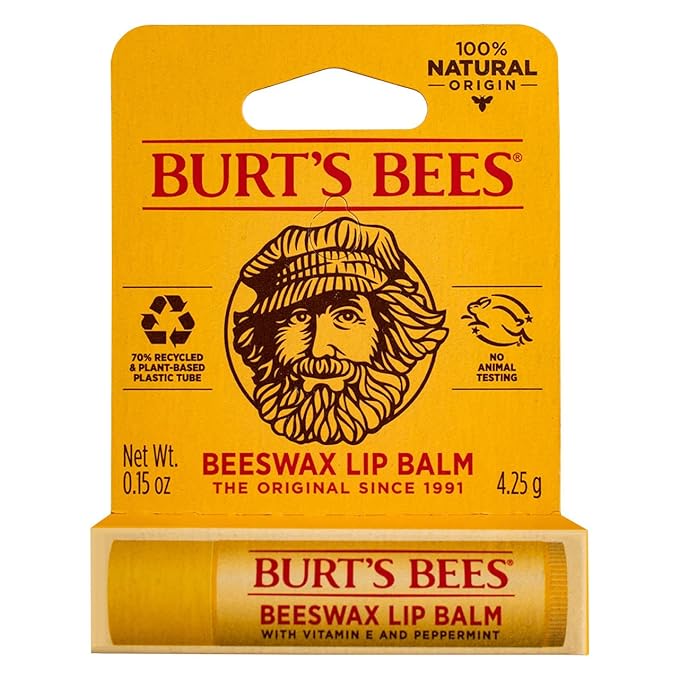 Burt's Bees Beeswax Lip Balm with Vitamin E & Peppermint 0.15 oz (Pack of 5)-Velvo Beauty