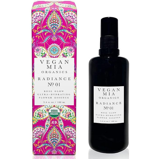 Organics - Radiance, Ultra-Hydrating Rose Water Spray for Face and Neck, Face Mist with Organic Rose Flower Essence, Facial Mist for All Skin Types, Hydrates Dry and Dull Skin, 3.4 fl oz-Velvo Beauty