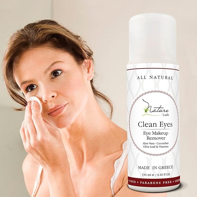 Nature Lush The Best Natural Eye & Face Makeup Remover - Oil Free - Rich Vitamins - Non Irritating – No Hazardous Chemicals - “Clean Eyes Made In Greece 4.4 oz-Velvo Beauty