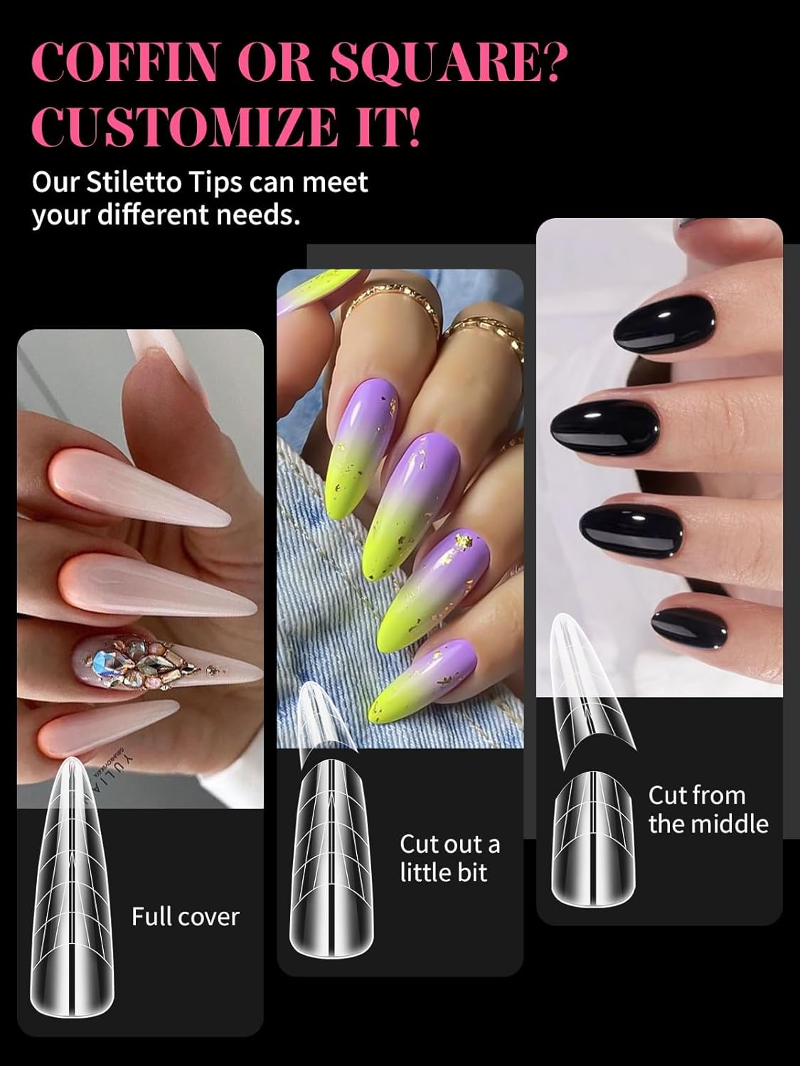 EBANKU Dual Forms for Poly Gel, 288PCS Poly Nail Gel Forms for French Nails, 96PCS Dual Forms Silicone Reusable Pads, 5PCS Nail Clips, Brush Pen Nail Files Buffer, Nail Extension Kit for Builder-Velvo Beauty