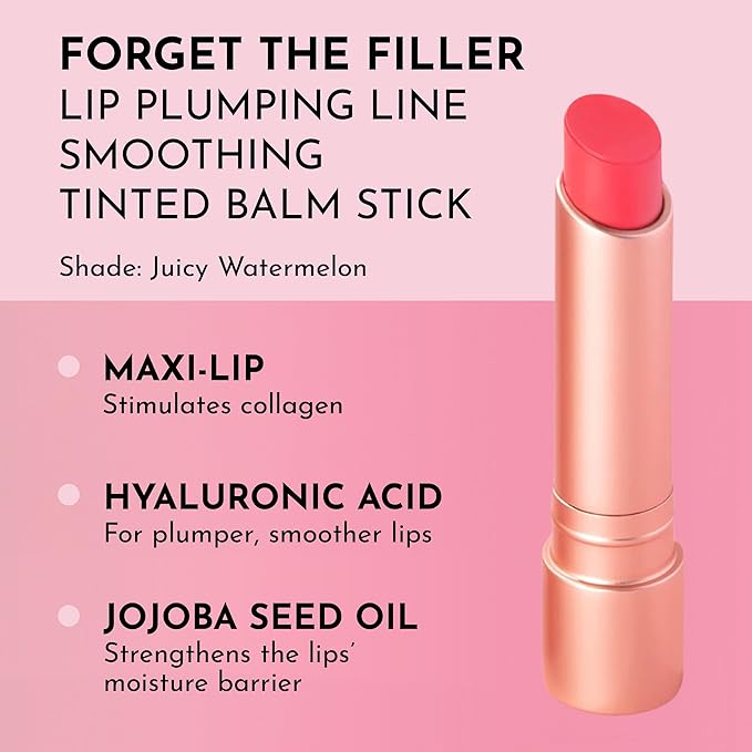 LAWLESS Forget the Filler Lip Plumping Line Smoothing Tinted Balm, Juicy Watermelon, Pink, 0.1 Ounce / 2.9 ml-Velvo Beauty