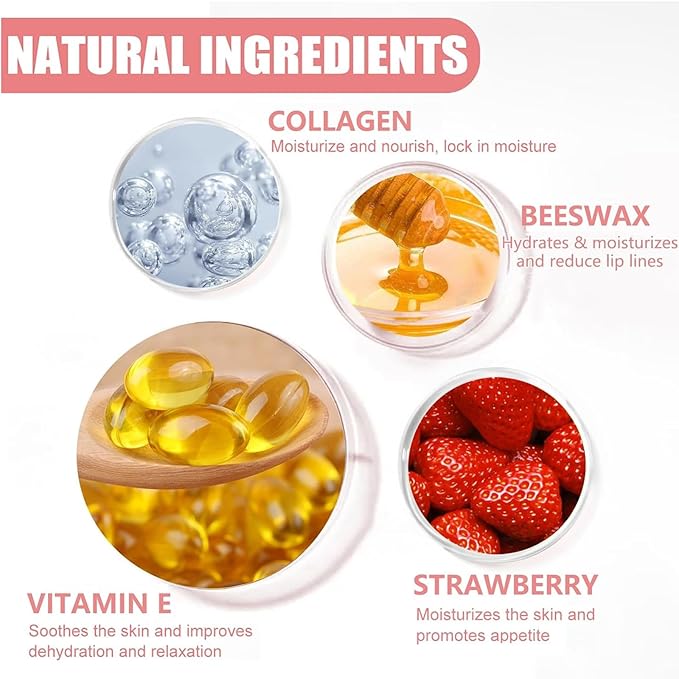 2 PCS Lip Balm Honey Pot, Honey & Strawberry Lip Sleeping Mask Vitamin E & Moisturizing Propolis Lip Balm with Stick, Prevention Dry and Cracked Lip Scrubs Exfoliator Lip Wrinkle-Velvo Beauty