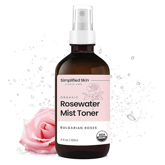 Rose Water Spray for Face & Hair - Organic USDA Certified Rosewater Facial Toner - Alcohol-Free Makeup Setting Hydrating Face Mist - Anti-Aging Toner Spray - 4 Oz-Velvo Beauty