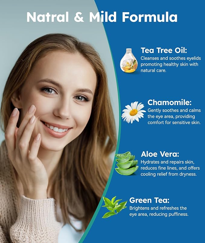 Eyelid Cleansing Wipes for Dry Eye & Blepharitis, Tea Tree Oil Hypoallergenic Eye Wipes for Sensitive Itchy Eyes, Individually Wrapped Eyelid WipesTravel Essentials (30 Count)-Velvo Beauty