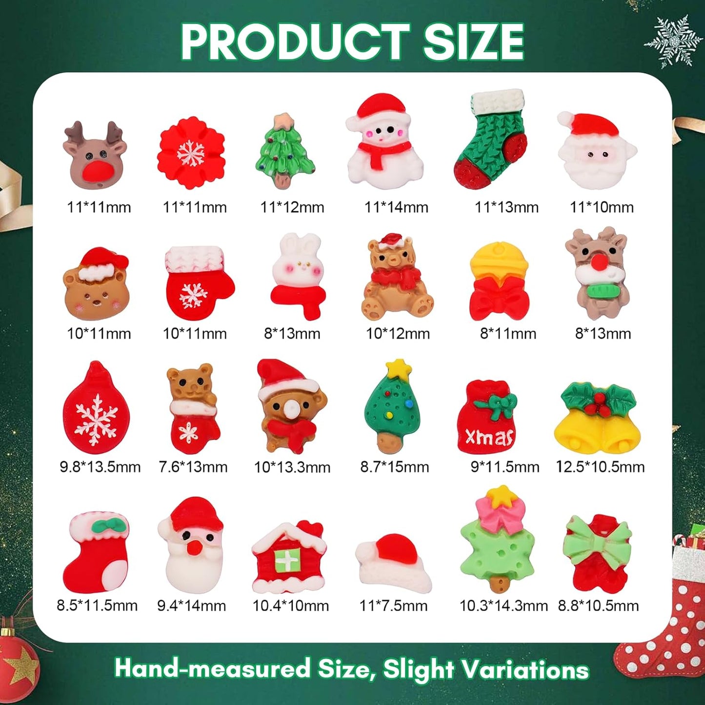 Makartt Christmas Decorations Gift Set: 48PCS 3D Nail Charms with Cartoon Santa, Elk, Tree, Bells for Women, Includes Art Tweezer, Acrylic Accessories for Nails Techs and DIY-Velvo Beauty