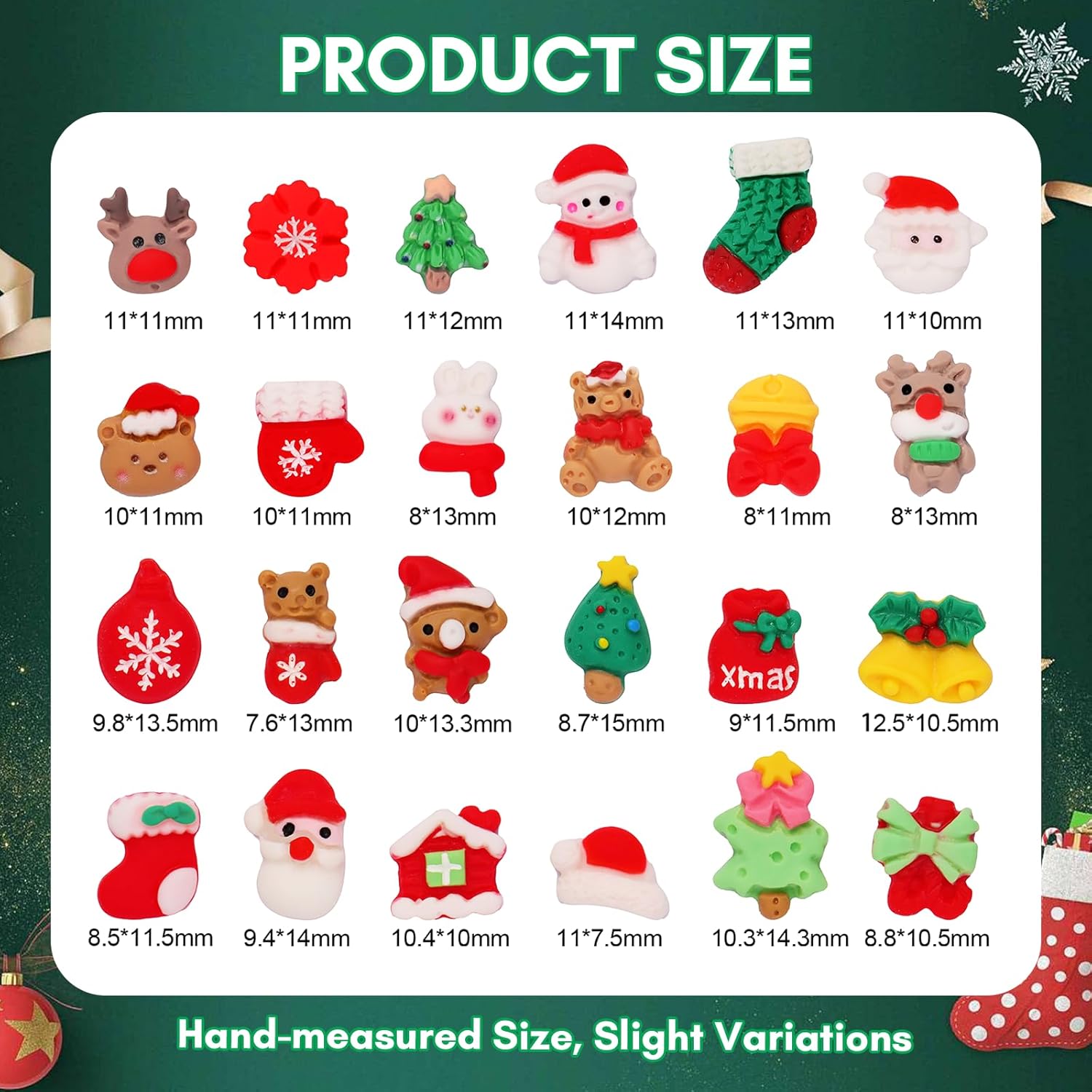 Makartt Christmas Decorations Gift Set: 48PCS 3D Nail Charms with Cartoon Santa, Elk, Tree, Bells for Women, Includes Art Tweezer, Acrylic Accessories for Nails Techs and DIY-Velvo Beauty