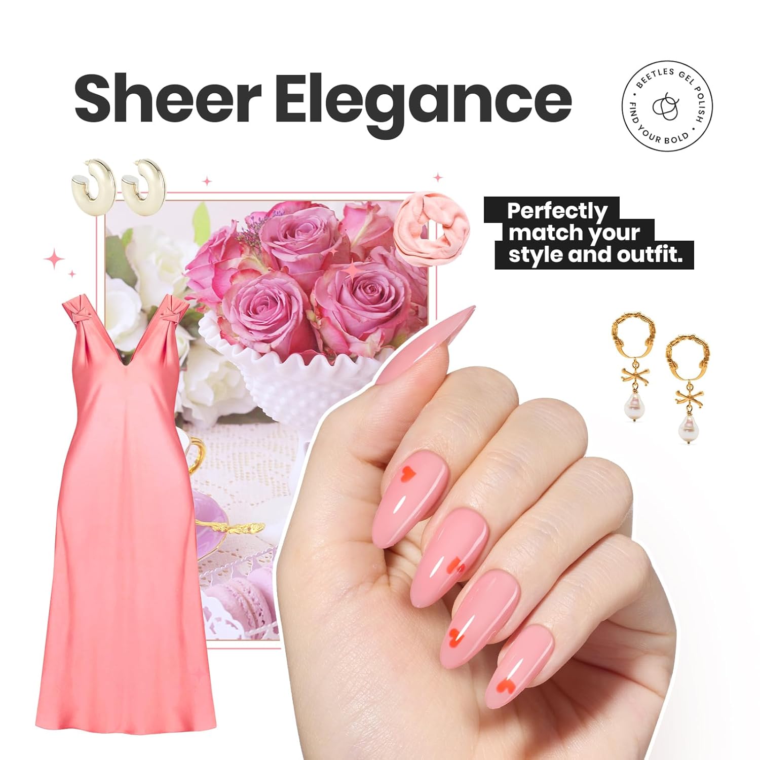 Beetles Jelly Nail Polish Set,6 Colors Pink Nude Jelly Quick Dry Nail Polish Fingernail Fast Drying & Long Lasting Nail Strengthener Polish Gifts for Women-Velvo Beauty