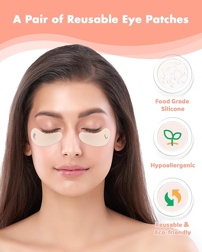 Under Eye Patches Silicone - Reusable Eye Patches + Silicone Fixing Tape Cuttable, Eye Wrinkle Patches, Reusable Eye Mask, Plump Fine Lines & Wrinkles, Eye Cream Applicator + Tin Case-Velvo Beauty