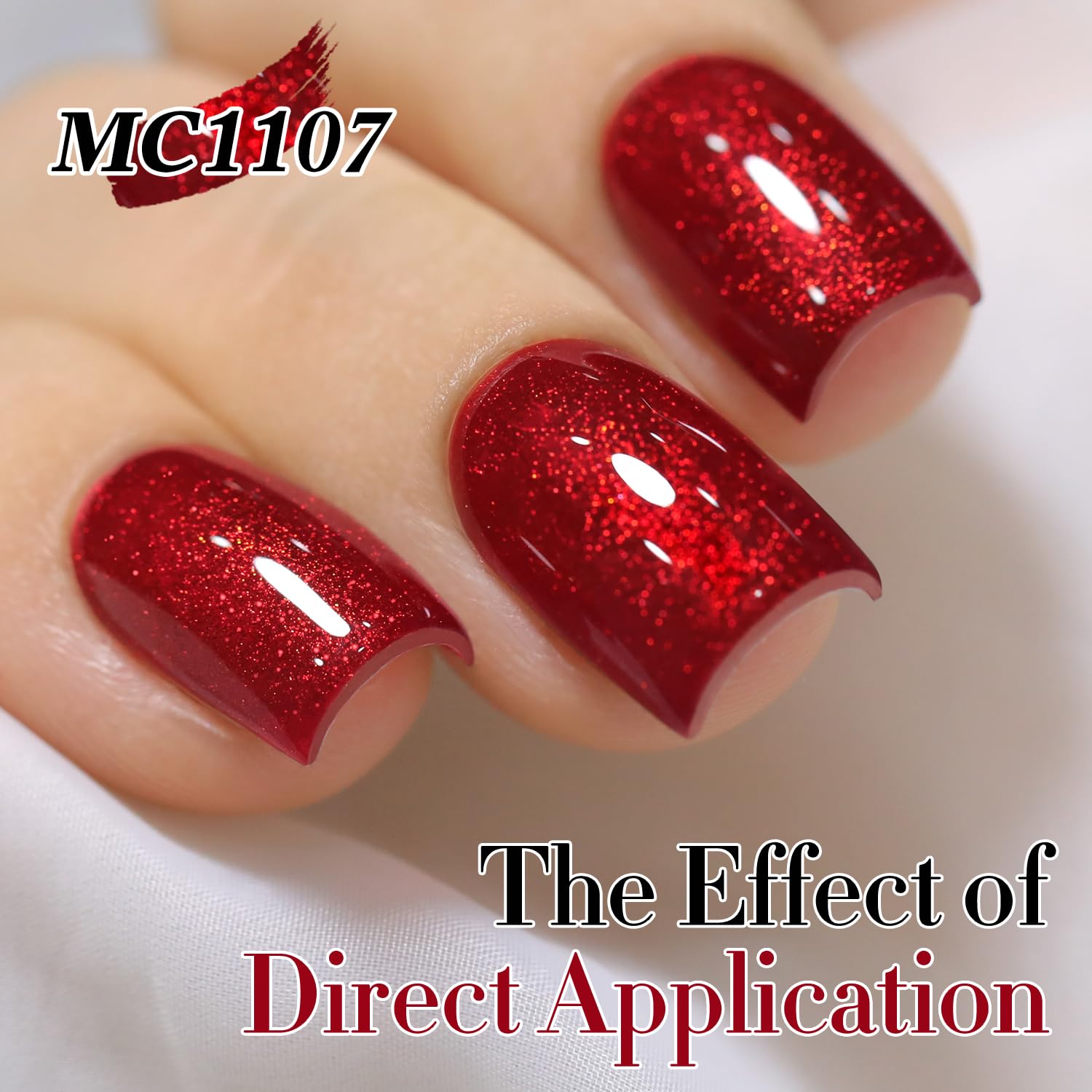 Double Rhythm Jelly Glass Cat Eye Gel Polish with Magnet 15ML Holographic Glitter Shimmer Translucent Sheer Color Magnetic Nail Polish Salon DIY at Home (Blood Red-MC1107)-Velvo Beauty
