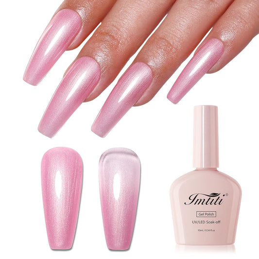 Imtiti Glitter Gel Nail Polish, Light Pink Pearl Glitter Nail Gel Polish Diamond Shimmer Sparkle Soak Off UV LED Spring Summer Manicure 10ML-Velvo Beauty