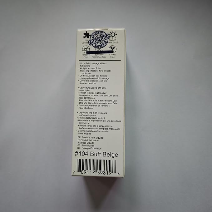 BestLand 2Pack PHOERA Foundation Full Coverage Liquid Foundation Cream - Long-lasting Lightweight Concealer - Oil-Free Formula - Natural Shade - Suitable for All Skin Types (2 Pack Buff Beige #104)-Velvo Beauty