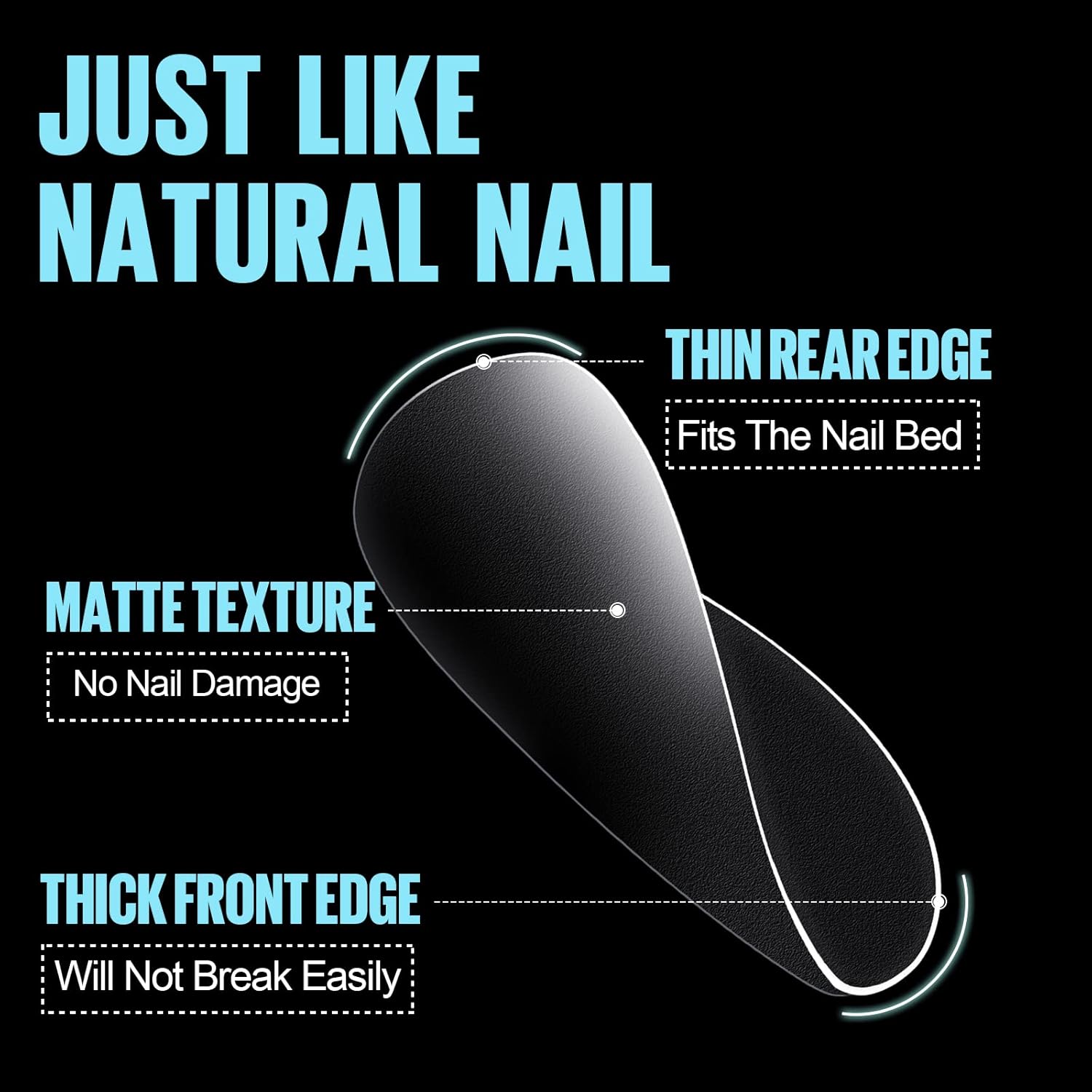 TOMICCA Oval Nail Tips - 15 Size Full Matte Gel Tips, 360PCS Pre-shaped No Need Nail Files and Base Coat Full Cover Nail Tips for Nail Extensions-Velvo Beauty