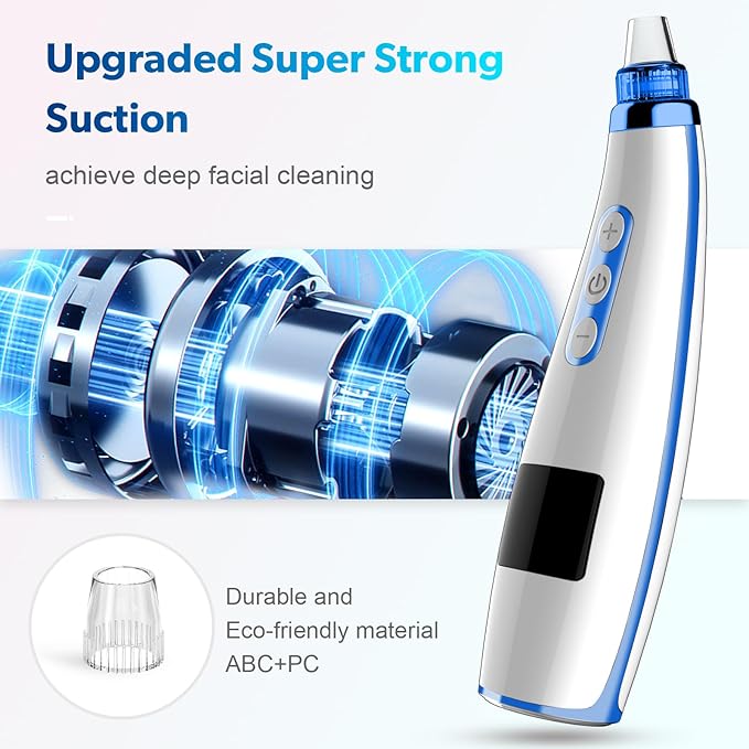 Blackhead Remover Pore Vacuum Upgraded Facial Pore Cleaner Electric Comedone Whitehead Extractor Tool-5 Suction Power,5 Probes,USB Rechargeable-Velvo Beauty